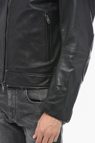 Hammered Leather Jacket L-HEIN with Patch