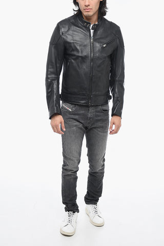 Hammered Leather Jacket L-HEIN with Patch
