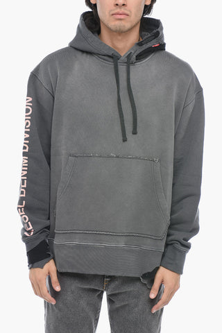 Brushed Cotton S-MACSROT Distressed Effect Hoodie
