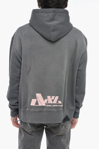 Brushed Cotton S-MACSROT Distressed Effect Hoodie