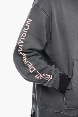 Brushed Cotton S-MACSROT Distressed Effect Hoodie