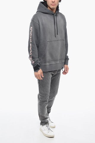 Brushed Cotton S-MACSROT Distressed Effect Hoodie