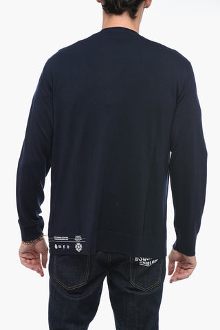 Wool Cardigan with Logoed Band