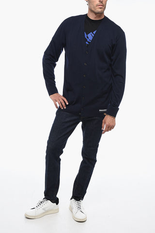Wool Cardigan with Logoed Band