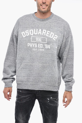 Felpa Girocollo Effetto Distressed con Stampa Logo