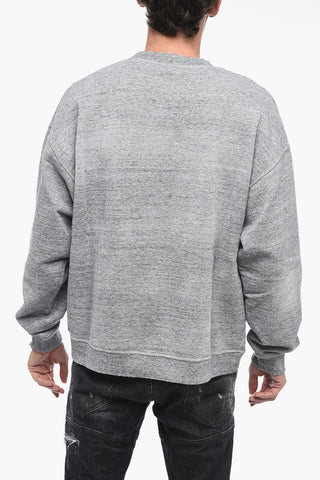 Felpa Girocollo Effetto Distressed con Stampa Logo
