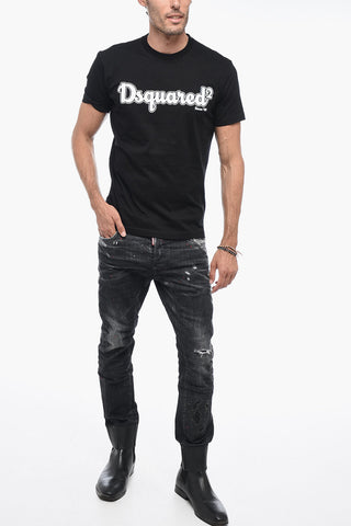 T-Shirt Girocollo con Logo Lettering