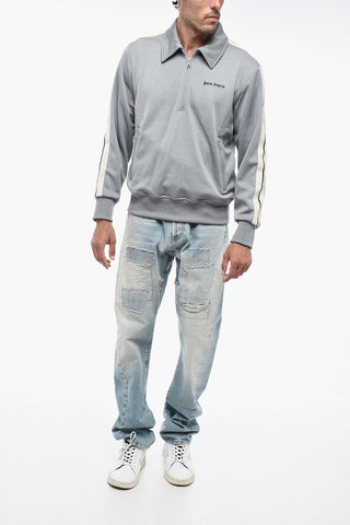Half-Zipped Sweatshirt with Contrasting Band