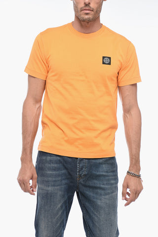 T-shirt a Tinta Unita con Logo Patch