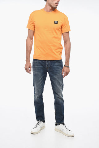 T-shirt a Tinta Unita con Logo Patch
