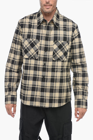 Camicia in Flanella con Fantasia a Quadri