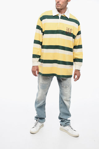 Stripped Oversized Polo with Embroidered Monogram