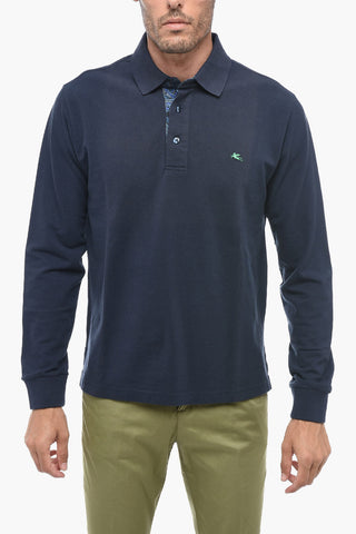 Long-sleeved Polo with Embroidered Logo