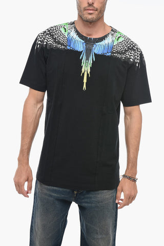 Crew Neck PATCHWORK WINGS T-Shirt with Print