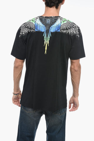 Crew Neck PATCHWORK WINGS T-Shirt with Print