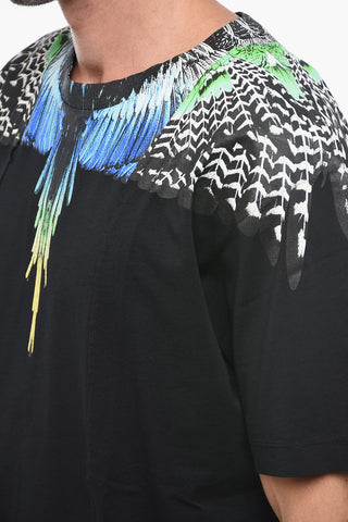 Crew Neck PATCHWORK WINGS T-Shirt with Print