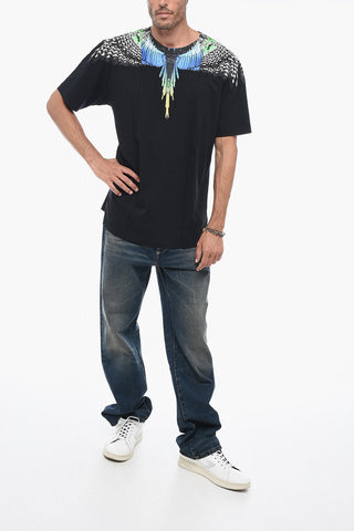 Crew Neck PATCHWORK WINGS T-Shirt with Print