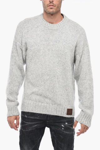Dropped Shoulder Pullover with Logo Patch