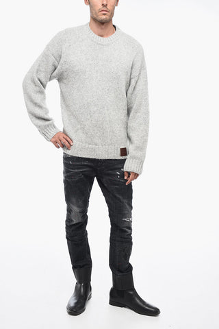 Dropped Shoulder Pullover with Logo Patch