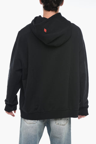 Cotton Blended Hoodie Sweatshirt with Print Detail