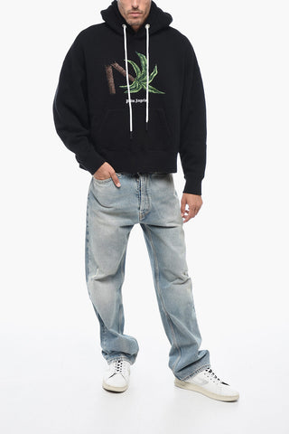 Brushed Cotton BROKEN PALM Embroidered Hoodie