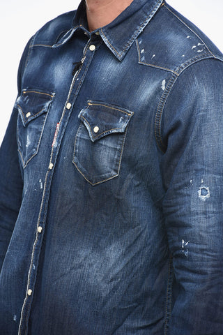 ICON Acid-Washed Denim Shirt with Print