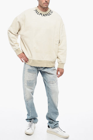 Felpa Effetto Distressed con Logo Lettering