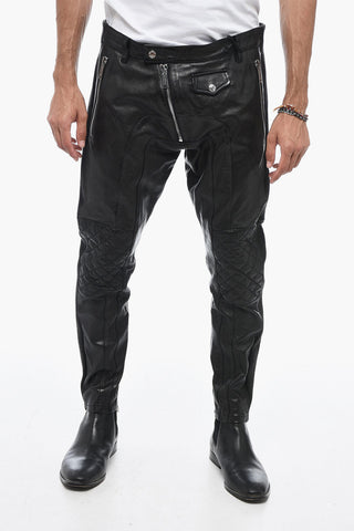 Leather Biker Pants with Zip Detail