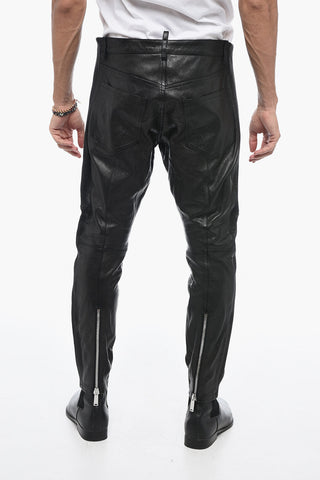 Leather Biker Pants with Zip Detail