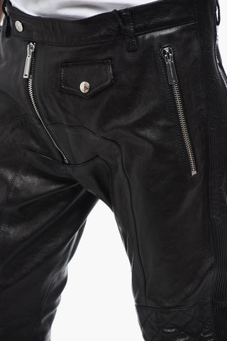 Leather Biker Pants with Zip Detail
