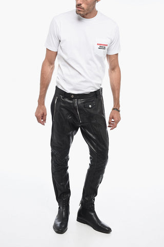Leather Biker Pants with Zip Detail
