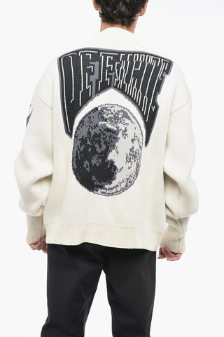 Jaquard Oversized MOON Cardigan with Embroidered Detail