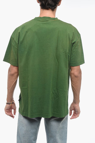 Crewneck COLLEGE T-shirt With Crackelé Print