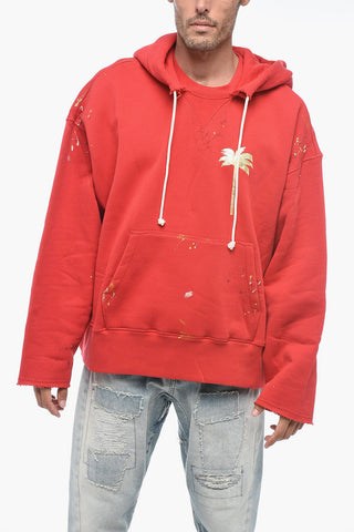 Logoed Hoodie Sweatshirt with Painted Print