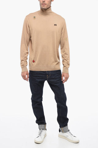 Maglia a Collo Alto con Patchworks