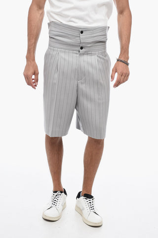 Wool Embroidered Shorts with Waistband