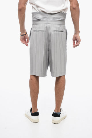 Wool Embroidered Shorts with Waistband