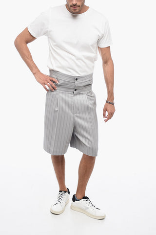 Wool Embroidered Shorts with Waistband