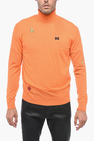 Maglia Ricamata a Collo Alto