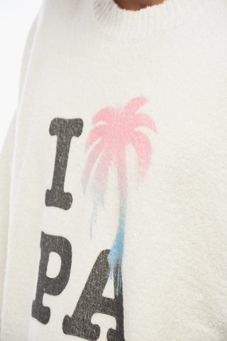 Printed Cotton Blend Crewneck Sweater