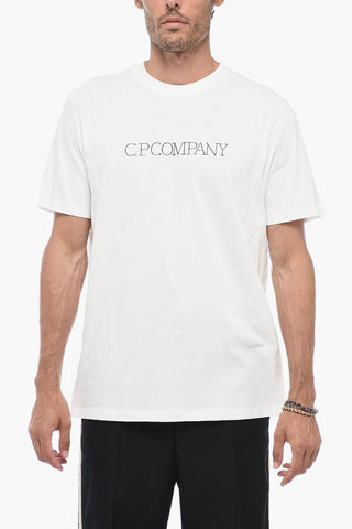 Crew Neck Cotton T-Shirt with Embossed Logo