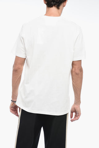 Crew Neck Cotton T-Shirt with Embossed Logo