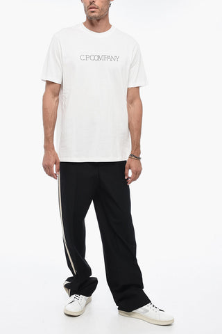 T-Shirt Girocollo in Cotone con Logo in Rilievo