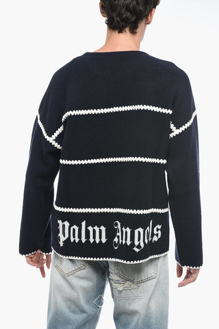 Monogram Embroidered Sweater with Crochet Detail