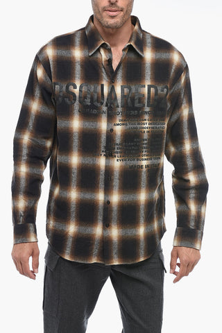 Flannel Shirt with Lettering Print