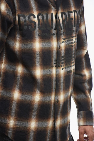Flannel Shirt with Lettering Print
