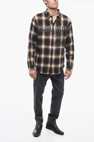 Flannel Shirt with Lettering Print