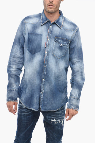 Delave Denim Shirt with Patch Chest Pocket