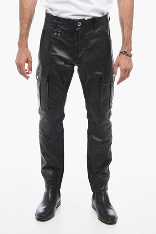 Craquelé Leather Pants with Vintage Effect