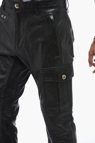 Craquelé Leather Pants with Vintage Effect